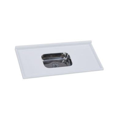 Imagem de Pia de Cozinha em Mármore Sintético com Cuba em Aço Inox 120cmx55cm AJ Rorato Gelo