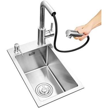 Imagem de Pia De Pia Única Para Uso Doméstico, Pia De Aço Inoxidável Reversível Para Piscina, Varanda, Mini Bar, Pia,Prata,28 * 46 * 22cm,Hilarious123