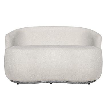 Imagem de Namoradeira Orgânico Beatriz 2 Lugares Tecido Boucle Mesclado Com Tecido Estilo Calacata Cinza