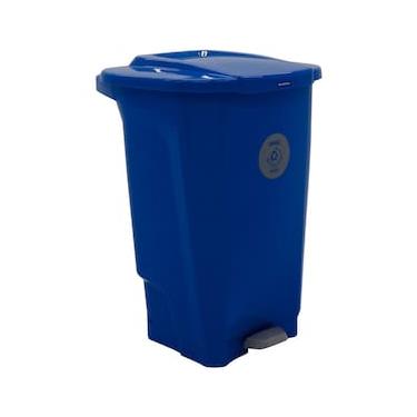Imagem de Lixeira para Coleta Seletiva com Pedal Tramontina T-Force em Polipropileno Azul - 100 L