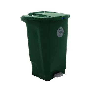 Imagem de Lixeira para Coleta Seletiva com Pedal Tramontina T-Force em Polipropileno Verde - 100 L