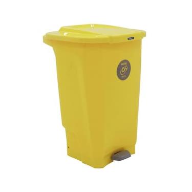 Imagem de Lixeira para Coleta Seletiva com Pedal Tramontina T-Force em Polipropileno Amarelo - 100 L