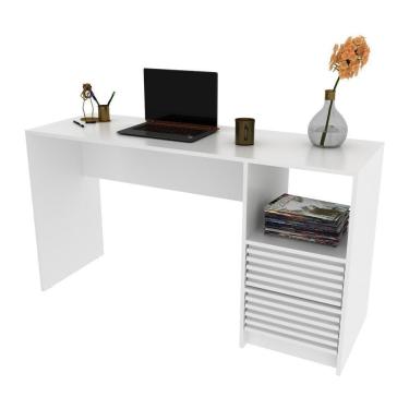 Imagem de Escrivaninha-mesa Escritório 135,8cm 2 Gavetas E Nicho Multimóveis Cr25262 Branco Branco