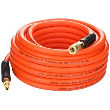 Imagem de YOTOO Mangueira de ar híbrida 1/10.2 cm x 25', mangueira de compressor de ar resistente 300 psi, leve, resistente a dobras, flexibilidade para todos os climas com acessórios de ar industrial de 1/10.2