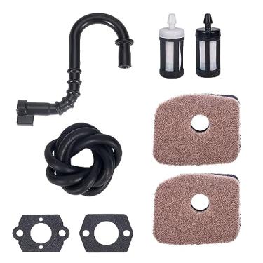 Imagem de Mikatesi 4241 120 1800 Filtro de ar (2 peças) e 4241 358 7700 Kit de afinação de linha de combustível/mangueira para STIHL BG56 BG66 BG86 SH56 SH86 Peças de soprador de folha com mangueira de