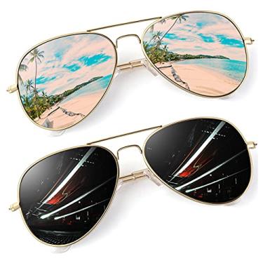 Imagem de CGID GA61 Óculos de sol polarizados premium Al-Mg Alloy Pilot UV400, dobradiças de mola, Armação de metal | 58 mm | Rosa espelhado e cinza | Melhor ajuste para mulheres, Medium