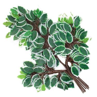 Imagem de 12 Ramos Decoração Arranjo Ficus Artificial Planta Decorativa Plástico 14 Galhos Cada 55cm