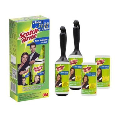 Imagem de Rolo Adesivo Tira Pelos Scotch Brite Kit Com 2 Rolos E 2 Refis