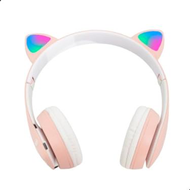 Imagem de Fone Infantil Gatinho Led Colorido Menina E Menino Bluetooth (Rosa)