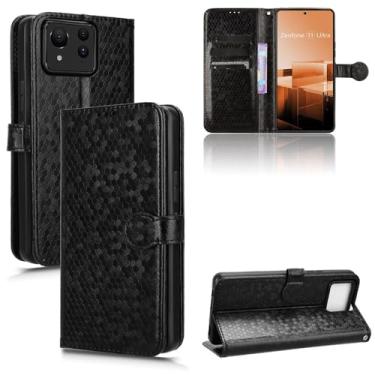 Imagem de Kukoufey Capa de couro compatível com Asus Zenfone 11 Ultra, capa de telefone de couro PU capa flip compatível com Asus Zenfone 11 Ultra 5G AI2401 capa preta