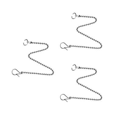 Imagem de Pacote com 3 correntes para vaso sanitário, kit de substituição universal melindrosa, comprimento ajustável, aço inoxidável, corrente de 30 cm, gancho, anel