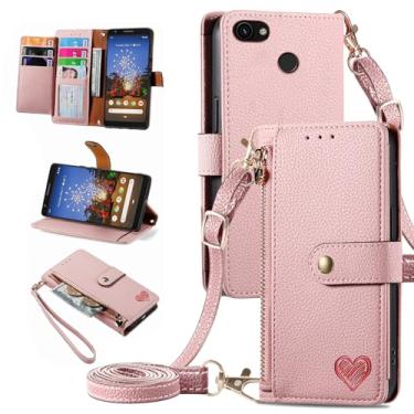 Imagem de Furiet Capa carteira para Google Pixel 3a Bolsa com zíper com alça de pulso, suporte de couro PU flip fólio porta-cartões acessórios capa de celular para Pixel3a Pixle a3 mulheres meninas cinza branco