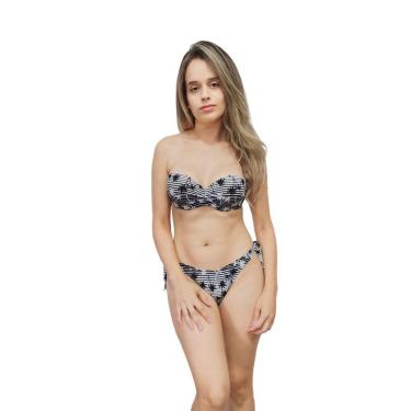 Imagem de Biquíni top com bojo alças removíveis calcinha levanta bumbum de amarrar