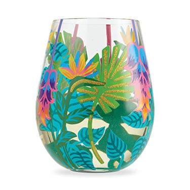 Imagem de Enesco Copo de vinho 6004763 Designs da Lolita Tropical Vibes Artisan pintado à mão, 590 ml, multicolorido