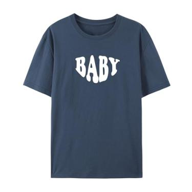 Imagem de Camiseta masculina e feminina engraçada com estampa gráfica bebê, Azul marinho, XXG