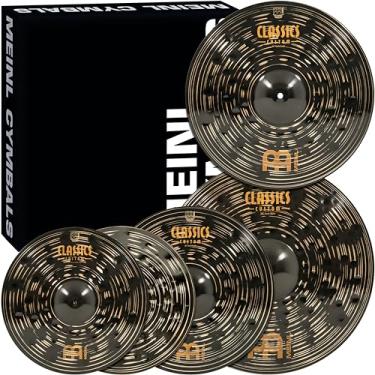 Imagem de Conjunto de caixa Meinl Cymbal com hihats de 35,5 cm, cavada de 50,8 cm, batida de 40,6 cm, além de um choque de 45,7 cm – clássico personalizado escuro – feito na Alemanha