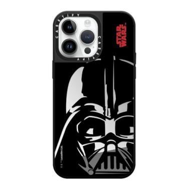 Imagem de CASETiFY Capa espelhada para iPhone 14 Pro Max [Star Wars Co-Lab / Proteção contra quedas de 1,5 m/Magsafe] - Capacete Darth Vader - Prata em Preto