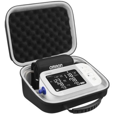 Imagem de BOVKE Carrying Case Travel Bag para Platinum Monitor de Pressão Arterial Omron Série 10 BP5450 Bluetooth Digital Pressão Arterial Máquina (Preto + Cinza)
