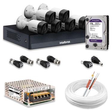 Imagem de Kit 6 Câmeras De Segurança Intelbras Hd 720p Com Dvr Mhdx 1008-c Full Hd L Com Hd 2tb Purple