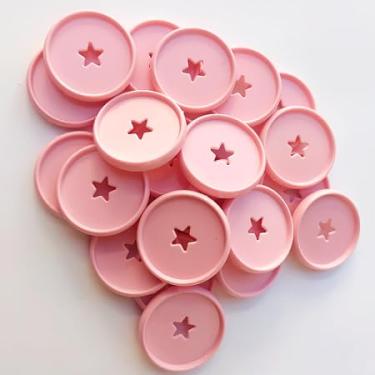 Imagem de Kit 12 Discos G 32mm de Caderno Infinito Sistema Inteligente Amor Infinito Cadernos - Estrela (Rosa Claro)