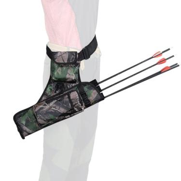 Imagem de XCPHGFM Aljava de alvo de tiro com arco pendurado na cintura de 3 tubos Oxford pano flecha quiver com cinto ajustável
