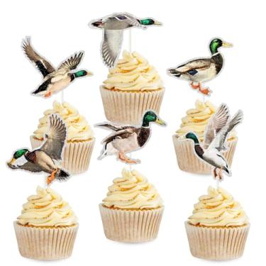 Imagem de Duck Hunting Cupcake Toppers - 18pcs Luck Duck Cake Cupcake Toppers Dessert Picks - Mallard Duck One Lucky Duck Theme Party Decorations for Birthday Baby Shower
