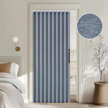 Imagem de MIULEE Cortinas de porta dobráveis magnéticas estilo acordeão para portas/armários, cortinas plissadas com divisórias de quarto com ganchos para sala de estar interior/quarto/armário aberto, azul, L99
