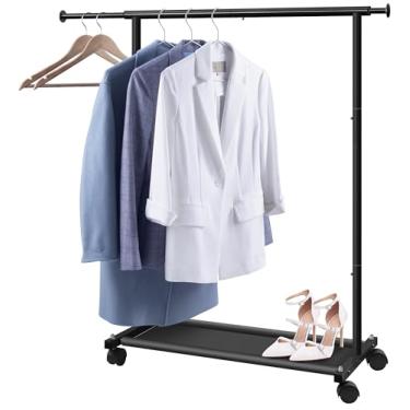 Imagem de MISSLO Suporte de roupas curtas para pendurar roupas com prateleiras inferiores e rodinhas, suporte de roupas para crianças, para casaco de adulto, armário, guarda-roupa (preto)