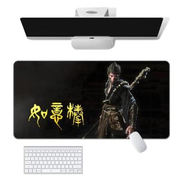 Imagem de dudoct Game Black Myth: Mouse Pad Wukong Tapete de mouse de borracha antiderrapante Cool Monkey Desktop (002, 36 x 16 polegadas)