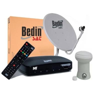 Imagem de Kit Nova Antena Parabólica Digital 60cm Bedinsat C/Receptor e Lnbf Simples