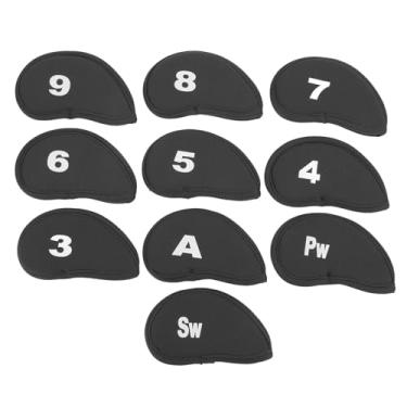 Imagem de Conjunto de Capas de Ferro para Golfe Com 10 Peças, Números Claros, Capa Protetora de Cabeça de Golfe para a Maioria Dos Clubes (Preto)