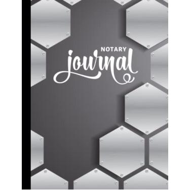 Imagem de Notary Journal: 8.5x11 Large Notarial Logbook/With 200 Numbered Pages - Two Record Logs Per Page / 400 Records/Ledger Book Gift For Signing Agents/Silver Geometric 3D Art on Gray