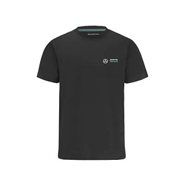 Imagem de Mercedes AMG Petronas Fórmula One Team - Produto oficial de Fórmula 1 - Camiseta com logotipo pequeno - Preta - P