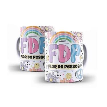 Imagem de Caneca Porcelana Divertida FDP Flor De Pessoa - Villa Caneca