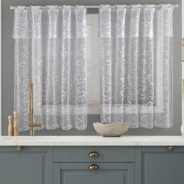 Imagem de Cortina Para Cozinha Trabalhada Renda Branca 2,50M X 1,20M - Beatriz E