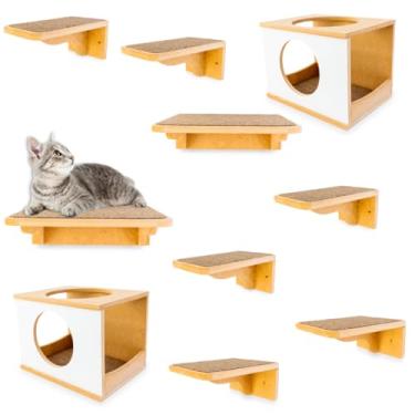 Imagem de Playground Para Gatos 10Pçs Premium Resistente Já Montado Com Kit Fixação (Frente Branca)