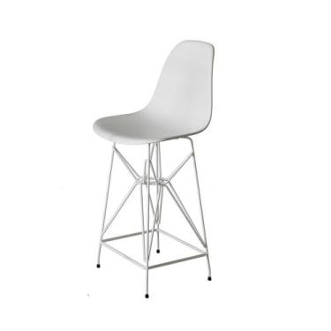 Imagem de Banqueta Bistrô Alta Eames Branca Base Ferro Branco - Up Home, BRANCO