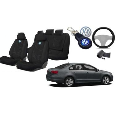 Imagem de Kit Premium Volkswagen: Capas de Bancos, Volante e Chaveiro Exclusivo 