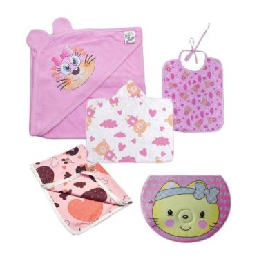 Imagem de Kit 5 Peças Acessórios de Bebê Estampado de Bichinho Menina - Koala Ba
