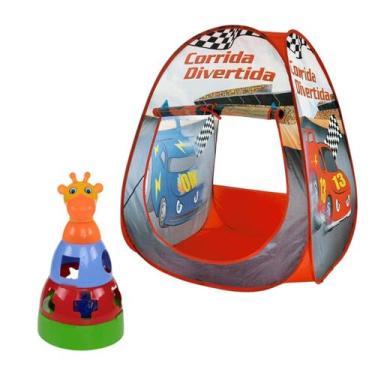 Imagem de Kit Girafa Brinquedo Empilhar e Barraca Infantil Corrida Divertida Fác