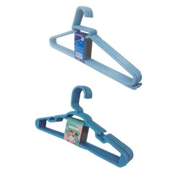 Imagem de Kit 5 Cabides Adulto + 5 Cabides Infantil Azul Reforçado - Trioplast