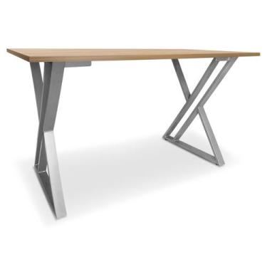 Imagem de Mesa P/ Escritório Jantar Gamer Tampo 1,00x0,60 Qatar  Prata/Jade - Ge