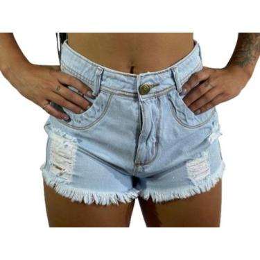 Imagem de Shorts Jeans Hot Feminino Cintura Alta Desfiado C37 - Fanáticos Por Ci