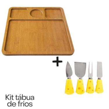 Imagem de Kit Queijos + Tábua Petisco 4 Divisórias Aperitivos Clink