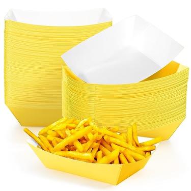 Imagem de Yinkin 100 bandejas de papel para comida, barco, Halloween, 500 g, bandejas descartáveis de nacho, barco de papel kraft para concessão de tacos, batatas fritas, lanche, cachorro-quente, churrasco