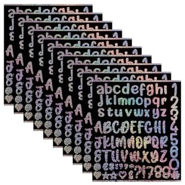 Imagem de 10 Sheets Glitter Letter Stickers for Stanley Cup, Shining Silver Vinyl Letter Stickers Waterproof Self Adhesive Glitter Alphabet Stickers for Water Bottle Phone Laptop Decoration
