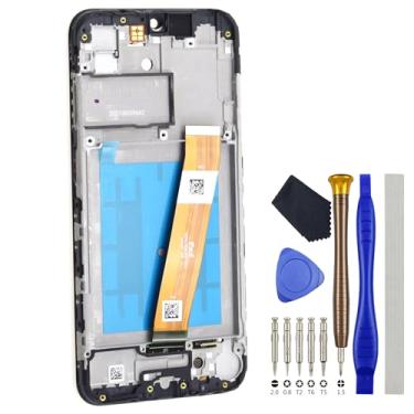 Imagem de Tela de exibição completa com moldura para Samsung Galaxy A01 SM-A015F SM-A015G SM-A015V tela LCD sensível ao toque digitalizador de substituição preta 14.5 cm
