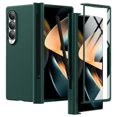 Imagem de YSLBWLE Capa para Samsung Galaxy Z Fold 4 com S Pen [protetor de tela externo embutido] Proteção de dobradiça e proteção de nível militar, carregamento sem fio para celular Z Fold 6 slim, verde