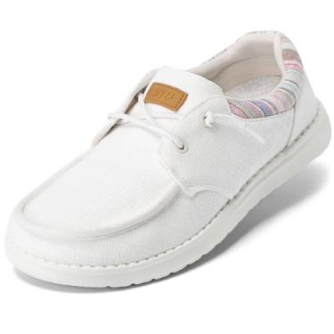 Imagem de STQ Mocassins femininos com cadarço, ortopédico, confortável, ultraleve, casual, com suporte Arth, Branco, 8.5