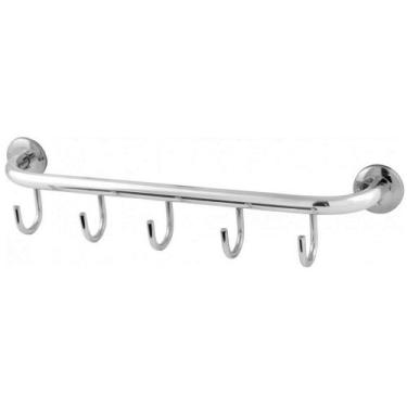 Imagem de Cabide com 5 Ganchos Luxo Em Alumínio Polido e Inox - Kit Bras